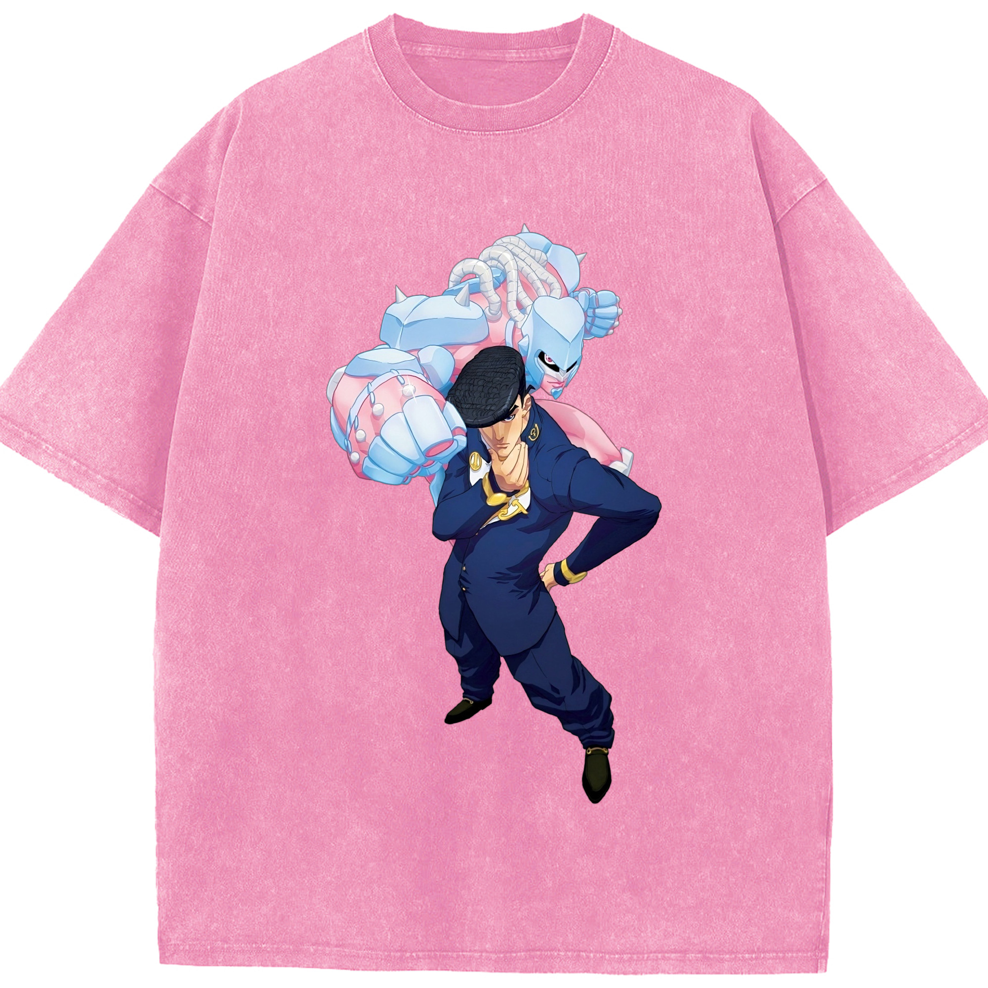 （画像用） ジョジョの奇妙な冒険 ひがしかた じょうすけ JoJo's Bizarre Adventure Higashikata Josuke 綿100% ヴィンテージ風 半袖Tシャツ（フロントプリント）